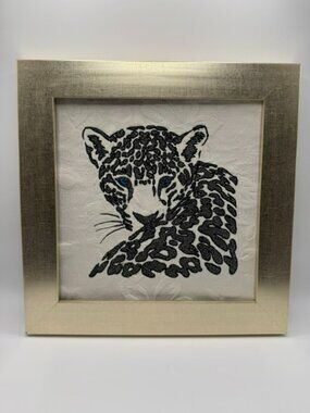 Homemade Black & White Cheetah Embroidery Art